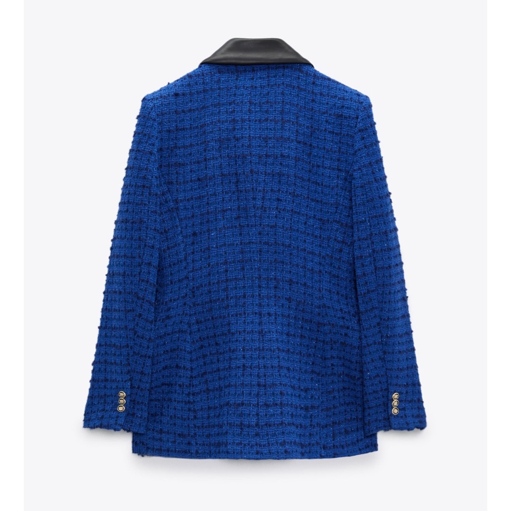 Zara Combination Faux Leather Textured Blazer - Picture 7 of 7
